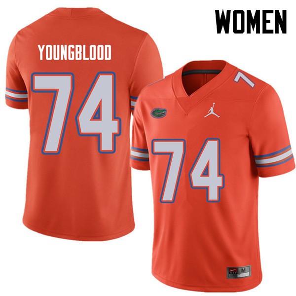 Jordan Brand Women #74 Jack Youngblood Florida Gators College Football Jerseys Orange